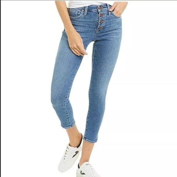 Madewell Denim - Madewell 9” Mid-Rise Skinny Crop Jeans Womens Size 27 Button-Front Medium Wash